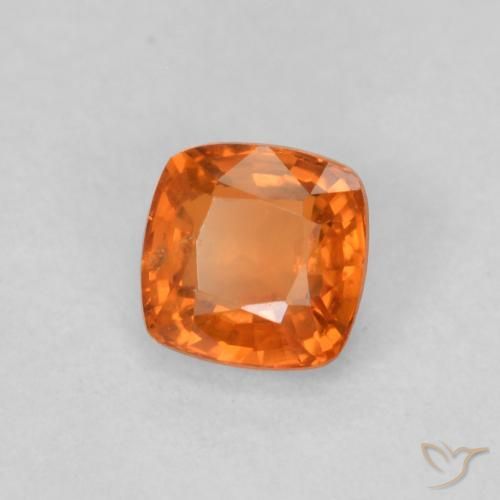 Safira âmbar laranja Natural 0.49ct, Almofada, VS