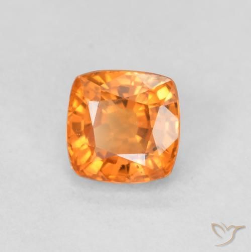 Safira âmbar laranja Natural 0.53ct, Almofada, VS