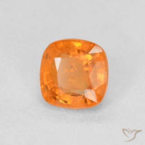 Safira Laranja brilhante Natural 0.55ct, Almofada, VS