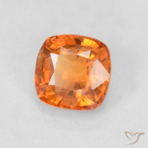 Safira fogo laranja Natural 0.67ct, Almofada, VS
