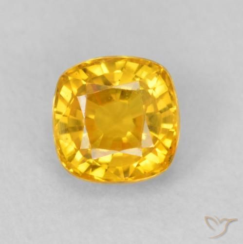 0.60ct Natural Dourado-Laranja Safira, Almofada, VVS-VS