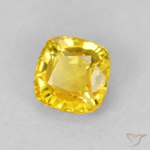Safira ouro amarelado Natural 0.54ct, Almofada, VVS-VS