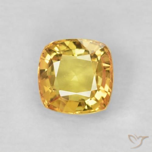 0.60ct Natural amarelo médio Safira, Almofada, VVS-VS