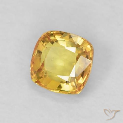 Safira amarelo médio Natural 0.60ct, Almofada, VVS-VS