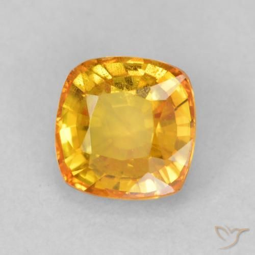 Safira Laranja Médio Natural 0.68ct, Almofada, VS-SI