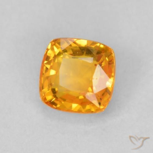 Safira Laranja-Ouro Natural 0.52ct, Almofada, VVS-VS
