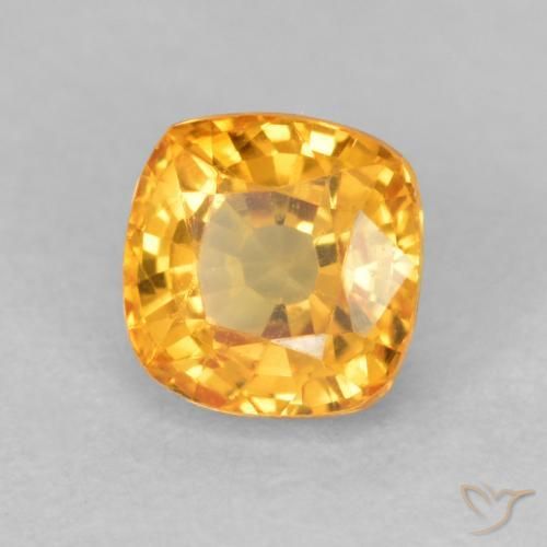 Safira Laranja Médio Natural 0.73ct, Almofada, VVS-VS