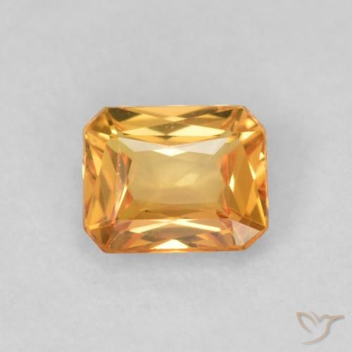 0.48ct Natural Laranja Profundo-Ouro Safira, Corte Esmeralda, VVS-VS
