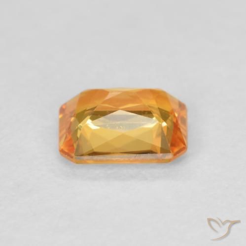Safira Laranja Profundo-Ouro Natural 0.48ct, Corte Octógono / Esmeralda, VVS-VS