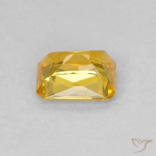 Safira Dourado-Laranja Natural 0.48ct, Corte Octógono / Esmeralda, VVS-VS
