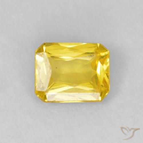 0.46ct Natural Amarelo claro mel Safira, Corte Esmeralda, VVS-VS