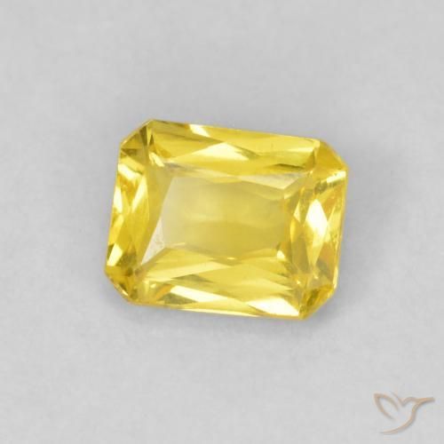 Safira Amarelo claro mel Natural 0.46ct, Corte Octógono / Esmeralda, VVS-VS