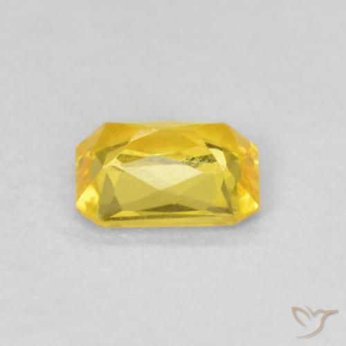 Safira Amarelo claro mel Natural 0.46ct, Corte Octógono / Esmeralda, VVS-VS
