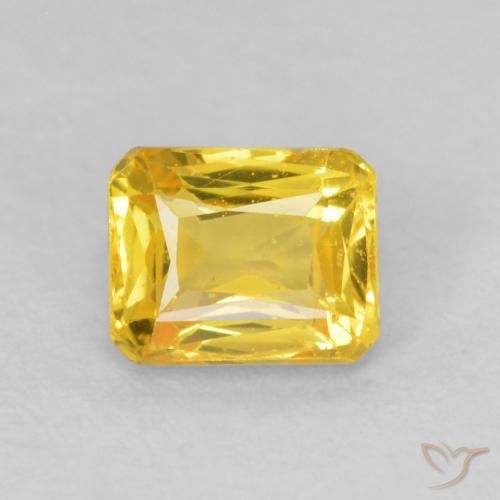 0.71ct Natural Amarelo escuro Safira, Corte Esmeralda, VVS-VS