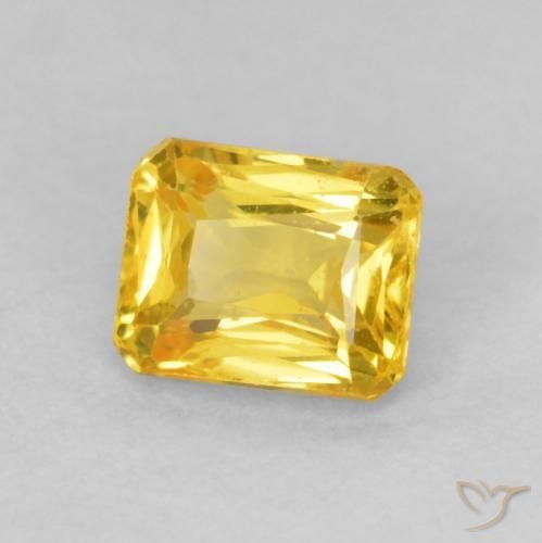 Safira Amarelo escuro Natural 0.71ct, Corte Octógono / Esmeralda, VVS-VS
