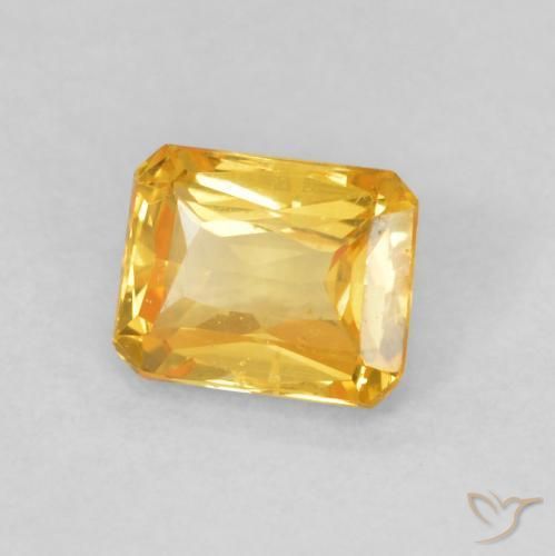 Safira Laranja Dourado Profundo Natural 0.59ct, Corte Octógono / Esmeralda, VVS-VS