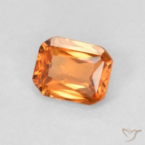 Safira Laranja Médio Natural 0.53ct, Corte Octógono / Esmeralda, VVS