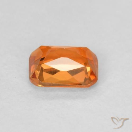 Safira Laranja Médio Natural 0.53ct, Corte Octógono / Esmeralda, VVS