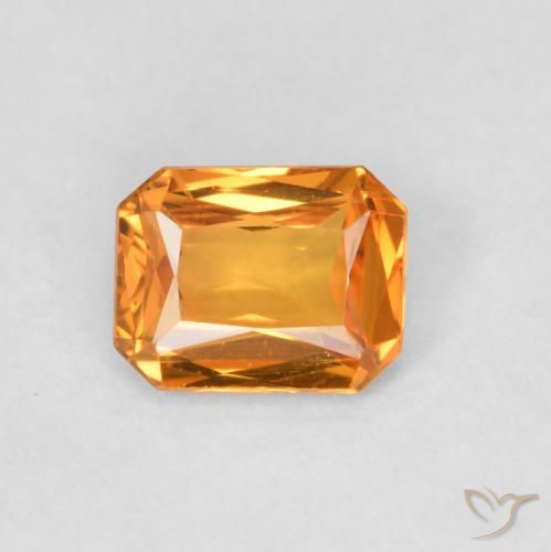 0.45ct Natural Laranja Médio Safira, Corte Esmeralda, VVS-VS