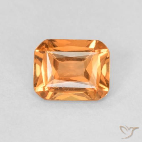 0.51ct Natural Laranja Médio Safira, Corte Esmeralda, VVS-VS