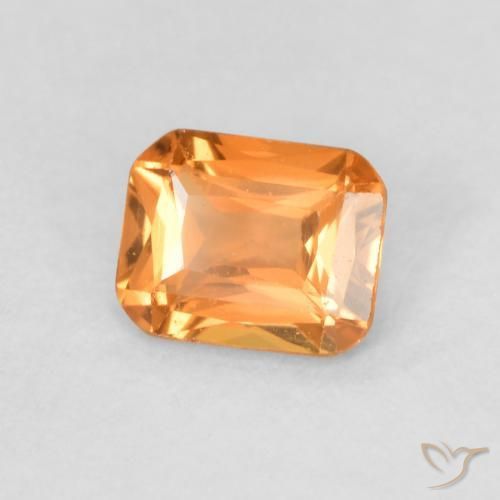 Safira Laranja Médio Natural 0.51ct, Corte Octógono / Esmeralda, VVS-VS