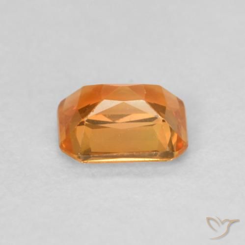 Safira Laranja Médio Natural 0.51ct, Corte Octógono / Esmeralda, VVS-VS