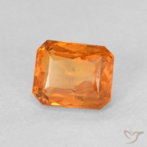 Safira Laranja brilhante Natural 0.72ct, Corte Octógono / Esmeralda, VVS-VS