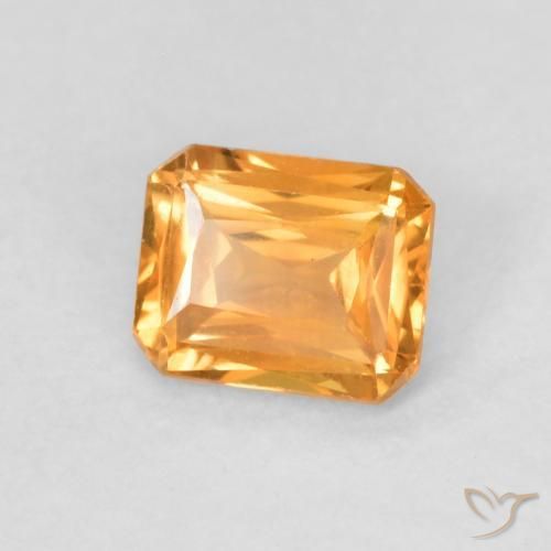 Safira Medium Light-Orange Natural 0.50ct, Corte Octógono / Esmeralda, VVS-VS