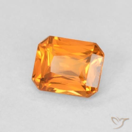 Safira Laranja brilhante Natural 0.48ct, Corte Octógono / Esmeralda, VVS-VS