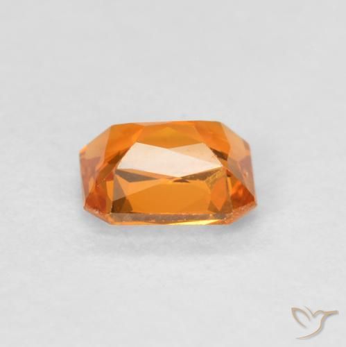 Safira Laranja brilhante Natural 0.48ct, Corte Octógono / Esmeralda, VVS-VS