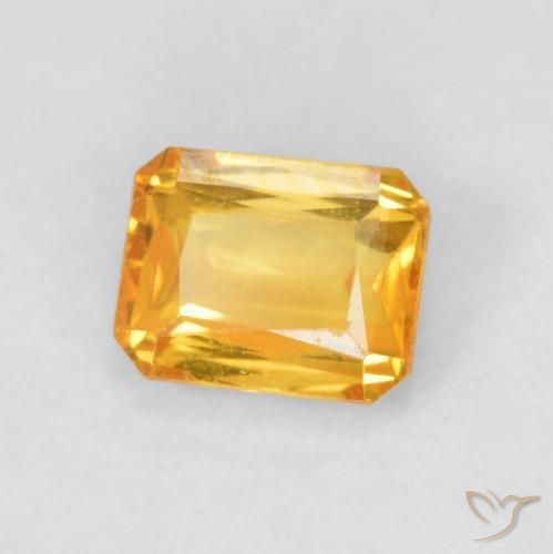 Safira Laranja escuro-dourado Natural 0.66ct, Corte Octógono / Esmeralda, VS