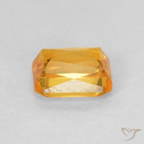 Safira Laranja escuro-dourado Natural 0.66ct, Corte Octógono / Esmeralda, VS
