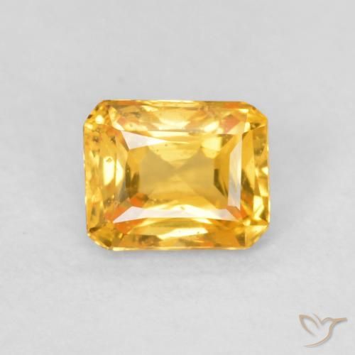 0.53ct Natural Laranja Profundo-Ouro Safira, Corte Esmeralda, VS
