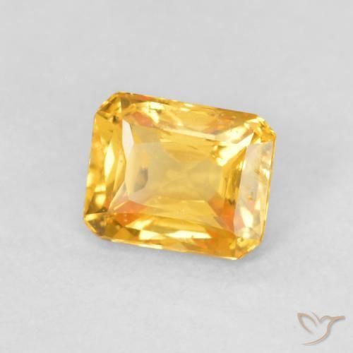 Safira Laranja Profundo-Ouro Natural 0.53ct, Corte Octógono / Esmeralda, VS
