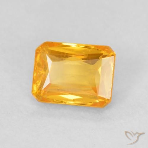 Safira Laranja-Ouro Natural 0.68ct, Corte Octógono / Esmeralda, VS