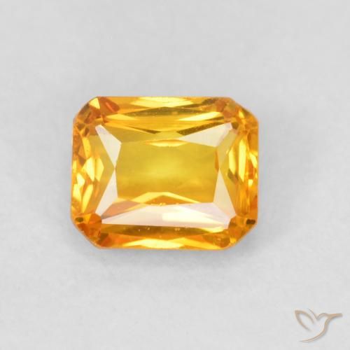 0.67ct Natural damasco laranja Safira, Corte Esmeralda, VVS-VS