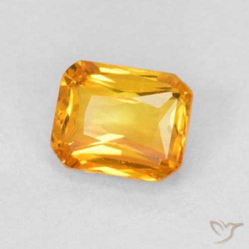 Safira damasco laranja Natural 0.67ct, Corte Octógono / Esmeralda, VVS-VS