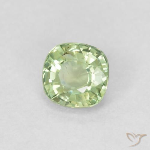 Safira Verde muito claro Natural 0.46ct, Almofada, VS