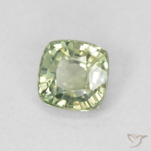 Safira Verde muito claro Natural 0.57ct, Almofada, VS