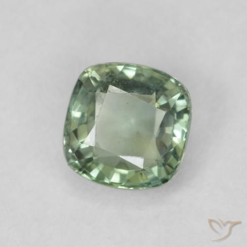 Safira Verde Sábio Claro Natural 0.69ct, Almofada, VS