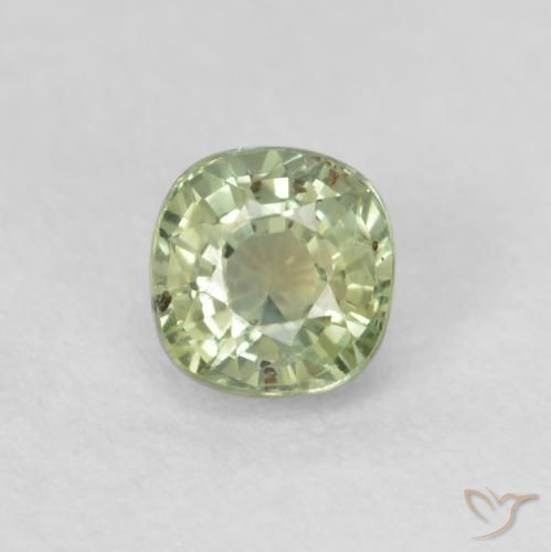 0.55ct Natural Verde Sábio Muito Claro Safira, Almofada, VS