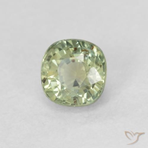 Safira Verde Sábio Muito Claro Natural 0.55ct, Almofada, VS