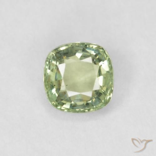 0.43ct Natural Verde Sábio Muito Claro Safira, Almofada, VS