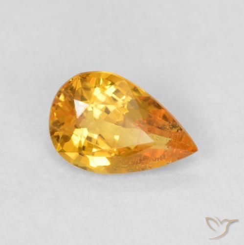 Safira Laranja-Ouro Natural 0.40ct, Formato de pêra, VS