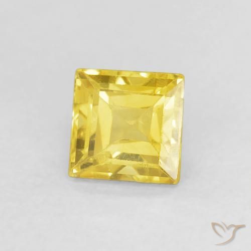 Safira ouro amarelado Natural 0.58ct, Quadrado, VS