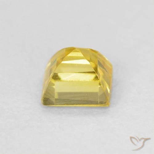 Safira ouro amarelado Natural 0.58ct, Quadrado, VS