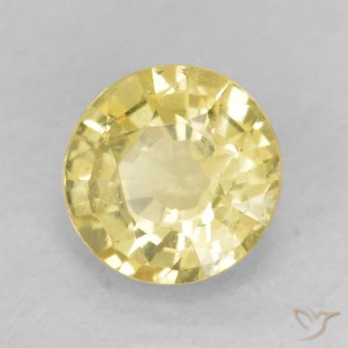 Safira Luz amarela Natural 0.44ct, Redondo, VS