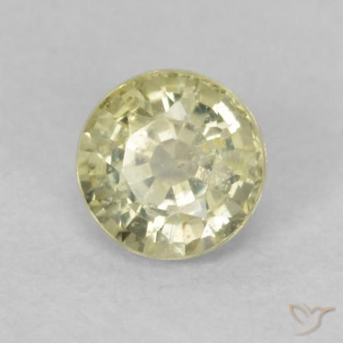 Safira Luz amarela Natural 0.48ct, Redondo, VS