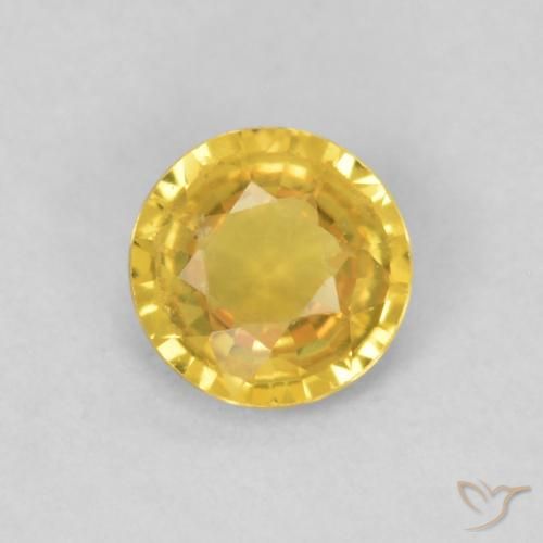 0.39ct Natural Dourado médio Safira, Redondo, VS