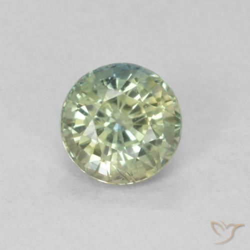 Safira verde natural 0,48ct, corte redondo, VS-SI